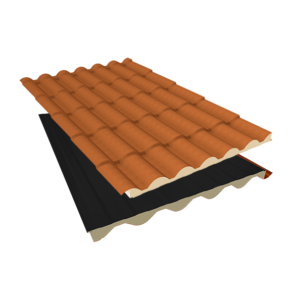 Isotelha Colonial Térmica Sanduíche Terra Cota Com Forro Preto - Núcleo em PIR 40 mm