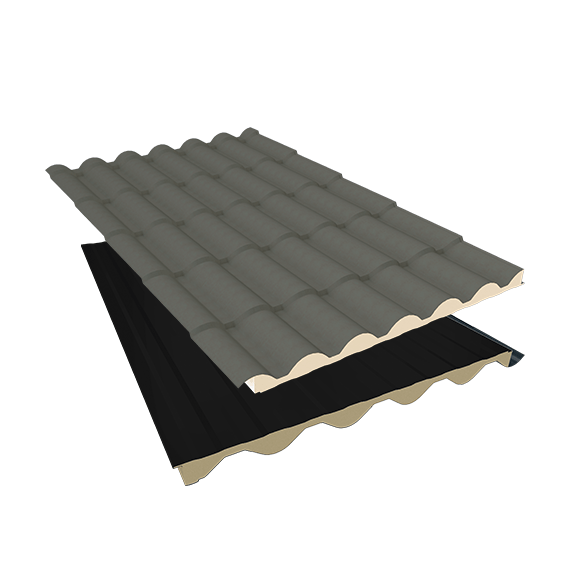 Isotelha Colonial Térmica Sanduíche Cinza Ardósia com Forro Preto - núcleo em PIR 40mm