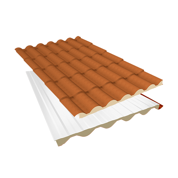 Isotelha Colonial Térmica Sanduíche Terra Cota com Forro Branco - Núcleo em PIR 40 mm